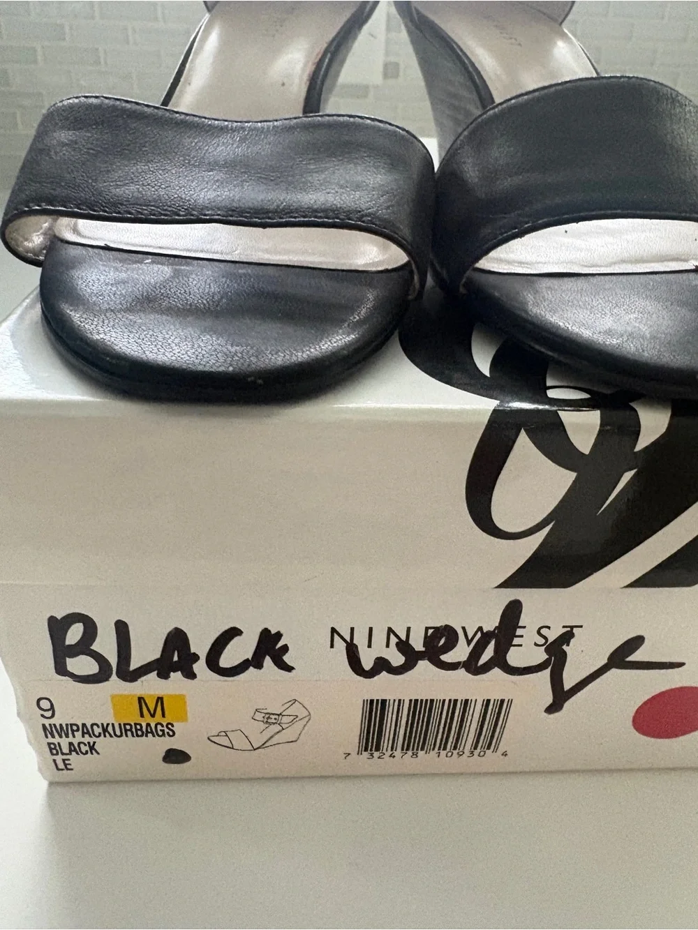 Nine West Black Leather Ankle-Strap Wedge Sandals.PACKURBAGS.  Women Size 9M $20